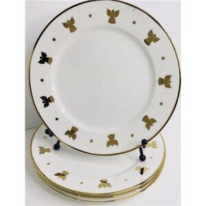 4 Salad / Dessert Plates Grace's Teaware Gold Angels and Gold Ring 8" New